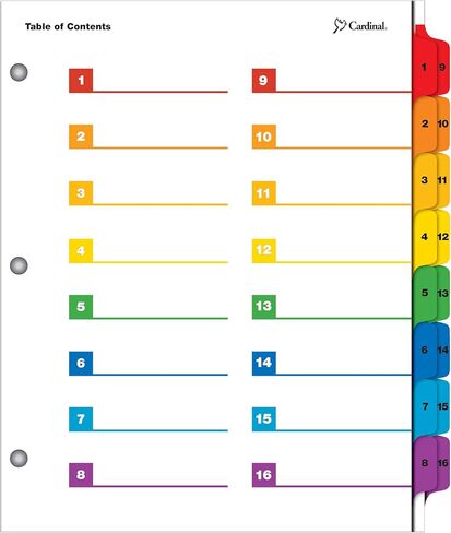 Cardinal by TOPS Products OneStep Printable Table of Contents and Index Dividers, 32-Tab, Numbered, Multi-Color (60970) in Saudi Arabia