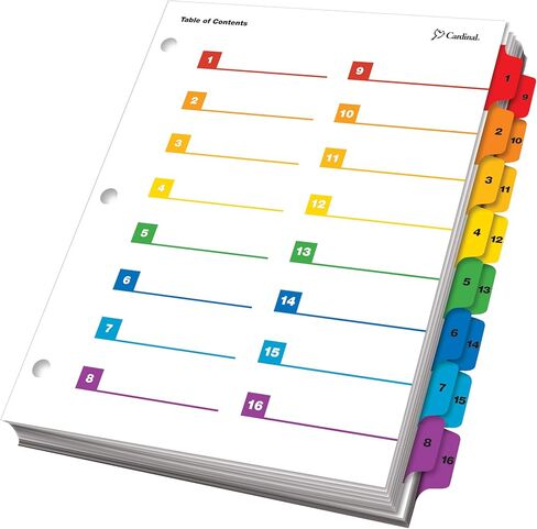 Cardinal by TOPS Products OneStep Printable Table of Contents and Index Dividers, 32-Tab, Numbered, Multi-Color (60970) in Saudi Arabia