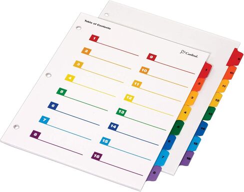 Cardinal by TOPS Products OneStep Printable Table of Contents and Index Dividers, 32-Tab, Numbered, Multi-Color (60970) in Saudi Arabia