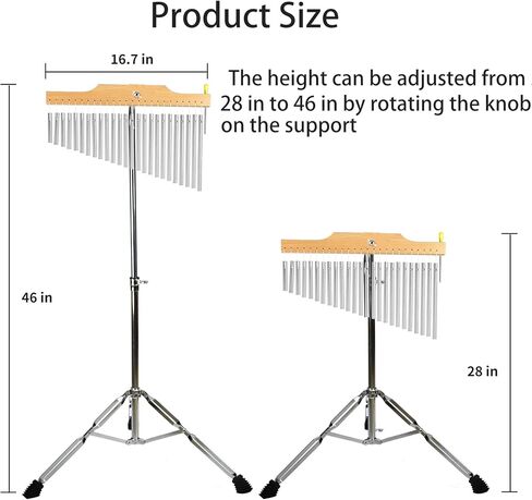 TNZMART 25 نغمة 36 نغمة شريط الدقات صف واحد الرياح الدقات مع ارتفاع قابل للتعديل حامل ثلاثي القوائم جرس أداة قرع (25 ملاحظة الذهب) in Kuwait