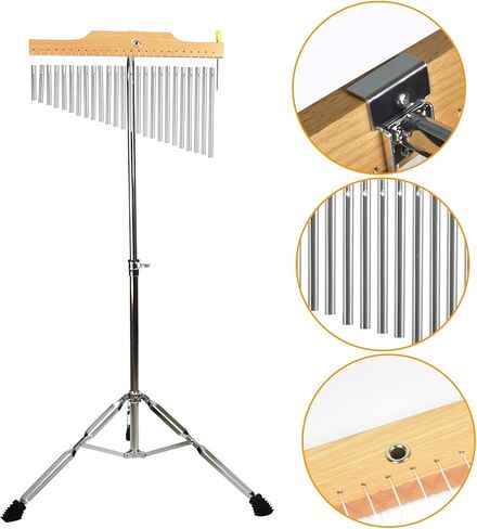 TNZMART 25 نغمة 36 نغمة شريط الدقات صف واحد الرياح الدقات مع ارتفاع قابل للتعديل حامل ثلاثي القوائم جرس أداة قرع (25 ملاحظة الذهب) in Kuwait