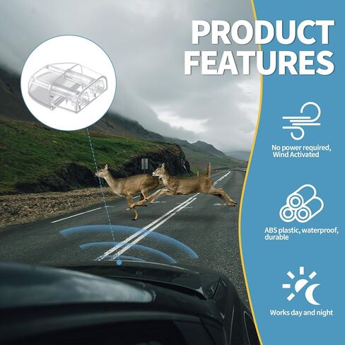 4PCS Car Deer Warning Whistle Devices, Dual Construction Repellent Animal Alert, Save a Deer Whistles Avoids Collisions, Universal for Cars, Trucks, and Motorcycles (Transparent) in Kuwait