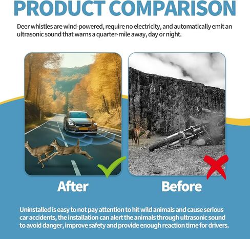 4PCS Car Deer Warning Whistle Devices, Dual Construction Repellent Animal Alert, Save a Deer Whistles Avoids Collisions, Universal for Cars, Trucks, and Motorcycles (Transparent) in Kuwait