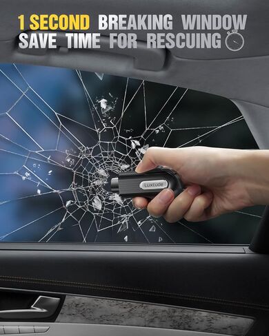 سلسلة مفاتيح Luxtude Window Breaker، قاطع نافذة السيارة، أداة هروب السيارة مع قاطع حزام الأمان، أداة أمان السيارة، قاطع حزام الأمان لكسر النوافذ، سلسلة مفاتيح الطوارئ للأرض وتحت الماء in Kuwait
