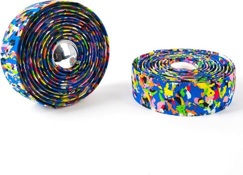 أشرطة مقود الدراجة الهوائية من Super Vex Gel مزودة بمقابس شريطية وأشرطة نهائية للتجول وركوب الدراجات وسباقات الطرق (متعددة الألوان) in Kuwait