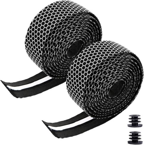 C CRYSTAL LEMON 2 حزمة من أشرطة مقود دراجة الطريق، شريط متطور لقبضة الدراجات، شريط قبضة الدراجة لامتصاص الصدمات والاهتزازات، بكرات شريط قبضة دراجة الطريق المضادة للانزلاق، أسود in Kuwait