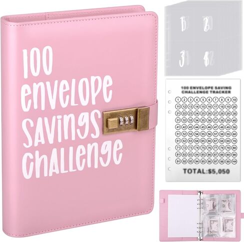 100 Envelopes Money Saving Challenge: Your Ultimate Money Saving Planner with Cash Envelope Challenges and Budget Book Binder(Pink) in Saudi Arabia