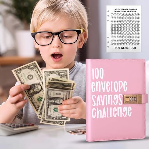 100 Envelopes Money Saving Challenge: Your Ultimate Money Saving Planner with Cash Envelope Challenges and Budget Book Binder(Pink) in Saudi Arabia
