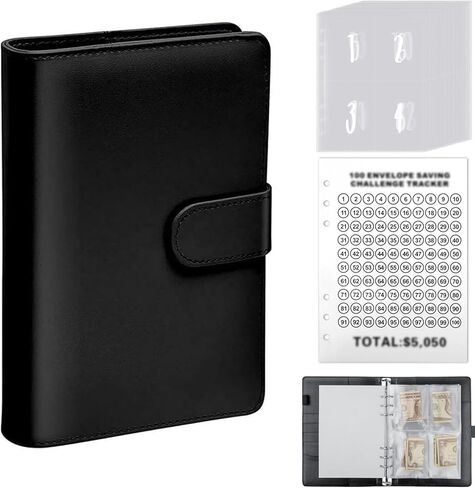 تحدي توفير المال في 100 ظرف: مخطط توفير المال المثالي الخاص بك مع تحديات الأظرف النقدية ومجلد كتب الميزانية (وردي) in Kuwait