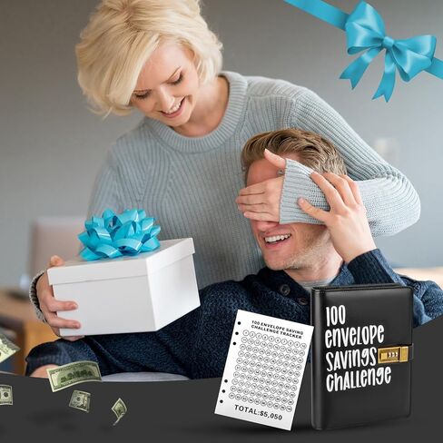 تحدي توفير المال في 100 ظرف: مخطط توفير المال المثالي الخاص بك مع تحديات الأظرف النقدية ومجلد كتب الميزانية (وردي) in Kuwait