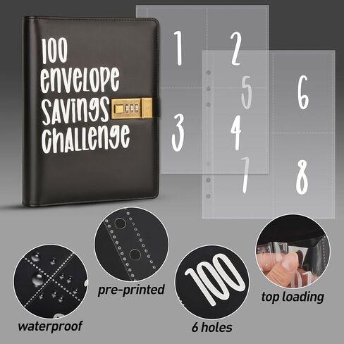 تحدي توفير المال في 100 ظرف: مخطط توفير المال المثالي الخاص بك مع تحديات الأظرف النقدية ومجلد كتب الميزانية (وردي) in Kuwait