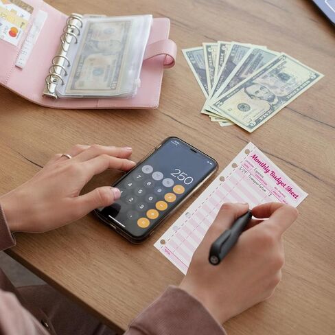 مجموعة أوراق ميزانية النفقات مكونة من 60 قطعة، منظم الفواتير لحافظة الميزانية A6، أجهزة تتبع الأظرف النقدية لوضع الميزانية، مخطط الميزانية لكتاب دفتر الأستاذ، منظم الأموال للمحفظة ذات مظاريف الميزانية in Kuwait