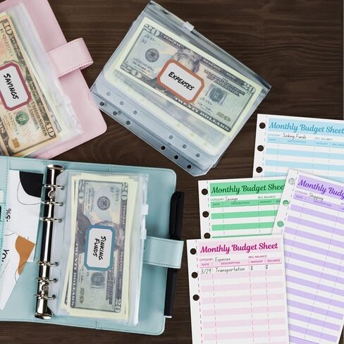 مجموعة أوراق ميزانية النفقات مكونة من 60 قطعة، منظم الفواتير لحافظة الميزانية A6، أجهزة تتبع الأظرف النقدية لوضع الميزانية، مخطط الميزانية لكتاب دفتر الأستاذ، منظم الأموال للمحفظة ذات مظاريف الميزانية in Kuwait