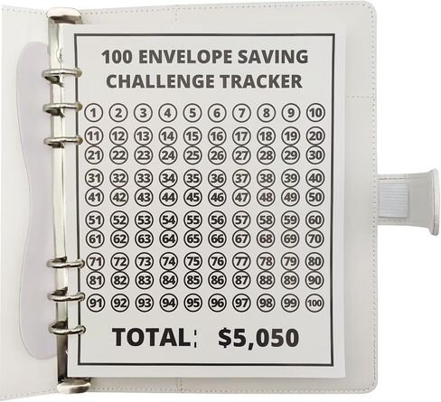 100 envelopes Money Saving Challenge,Heavy Duty Leather Money Saving Challenge Binder Book,Easy and Fun Way for 100 Day Money Saving Challenge Budget Binder Budgeting Planner & Saving Money Black in Saudi Arabia