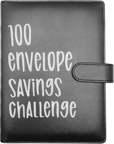 100 envelopes Money Saving Challenge,Heavy Duty Leather Money Saving Challenge Binder Book,Easy and Fun Way for 100 Day Money Saving Challenge Budget Binder Budgeting Planner & Saving Money Black in Saudi Arabia
