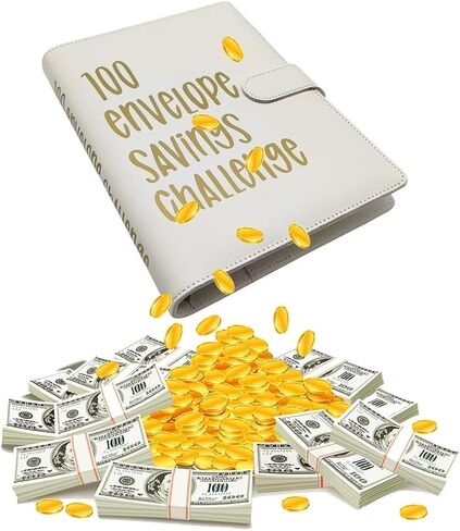 100 envelopes Money Saving Challenge,Heavy Duty Leather Money Saving Challenge Binder Book,Easy and Fun Way for 100 Day Money Saving Challenge Budget Binder Budgeting Planner & Saving Money Black in Saudi Arabia
