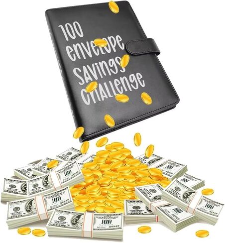 100 envelopes Money Saving Challenge,Heavy Duty Leather Money Saving Challenge Binder Book,Easy and Fun Way for 100 Day Money Saving Challenge Budget Binder Budgeting Planner & Saving Money Black in Saudi Arabia