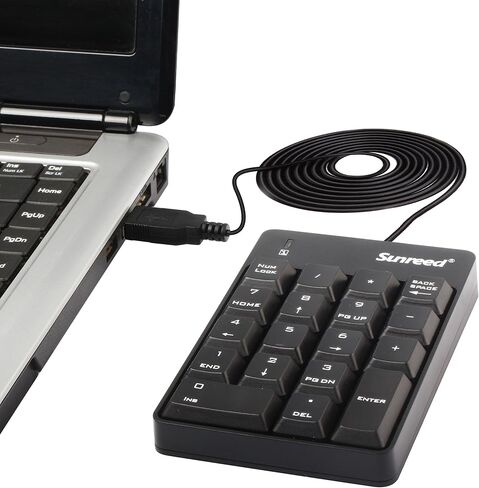 لوحة مفاتيح رقمية USB، لوحة مفاتيح أرقام صغيرة محمولة لأجهزة الكمبيوتر المحمول والكمبيوتر المكتبي - أسود in Saudi Arabia