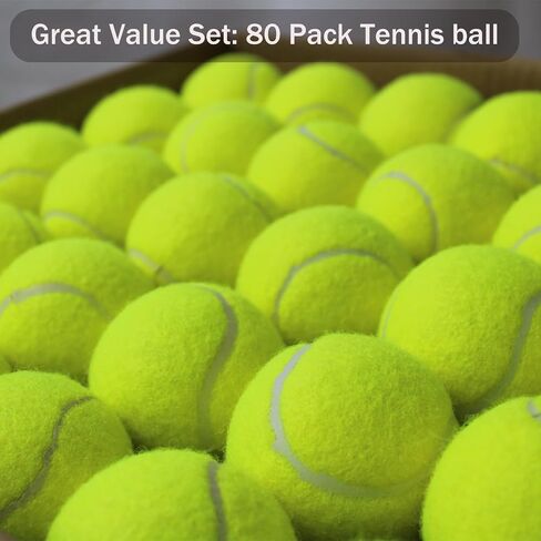 Tennis Balls，80 Pack Training Tennis Balls, Practice Balls for Pet Dog, High Elasticity Exercise Tennis Balls for Beginner, with Mesh Carry Bag Easy to Transport in Saudi Arabia