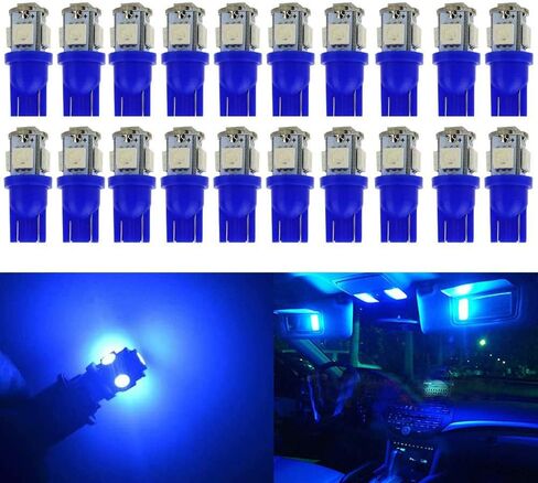 BlyilyB 20-Pack Blue Replacement Stock # 194 T10 168 2825 W5W 175 158 Bulb 5050 5 SMD LED Light 12V Car Interior Lighting For Map Dome Lamp Courtesy Trunk License Plate Dashboard Parking Lights in Saudi Arabia