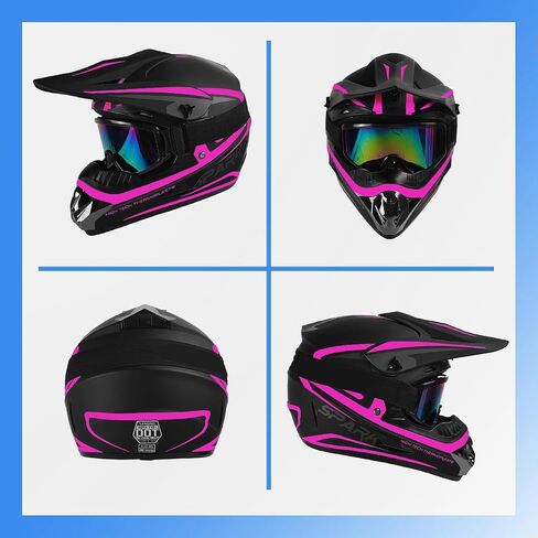 DOT Youth Kids Motocross Helmet, Unisex Off-Road Dirt Bike ATV BMX MX Downhill Street Ride Motorcycle Helmet Goggles Gloves Mask in Saudi Arabia