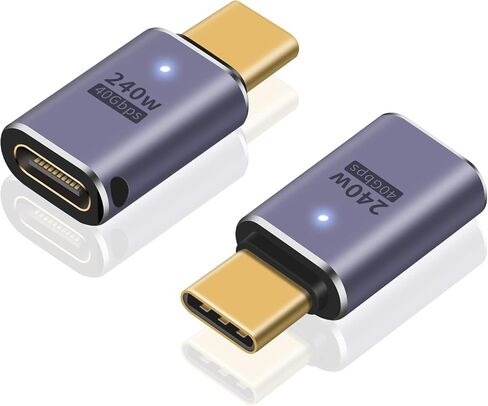 محول Poyiccot 90 درجة USB C (عبوتان)، محول USB C 90 درجة 240 واط، 40 جيجابت في الثانية، 8K@60 هرتز زاوية قائمة من النوع C محول ذكر إلى أنثى متوافق مع Steam Deck، iPad، MacBook، Thunderbolt 4/3 in Kuwait