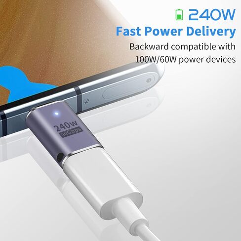 محول Poyiccot 90 درجة USB C (عبوتان)، محول USB C 90 درجة 240 واط، 40 جيجابت في الثانية، 8K@60 هرتز زاوية قائمة من النوع C محول ذكر إلى أنثى متوافق مع Steam Deck، iPad، MacBook، Thunderbolt 4/3 in Kuwait