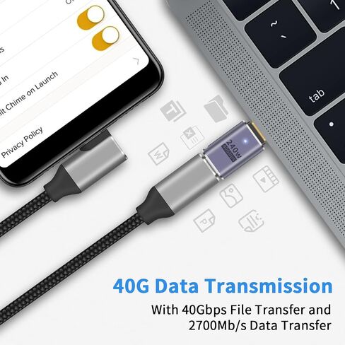 محول Poyiccot 90 درجة USB C (عبوتان)، محول USB C 90 درجة 240 واط، 40 جيجابت في الثانية، 8K@60 هرتز زاوية قائمة من النوع C محول ذكر إلى أنثى متوافق مع Steam Deck، iPad، MacBook، Thunderbolt 4/3 in Kuwait