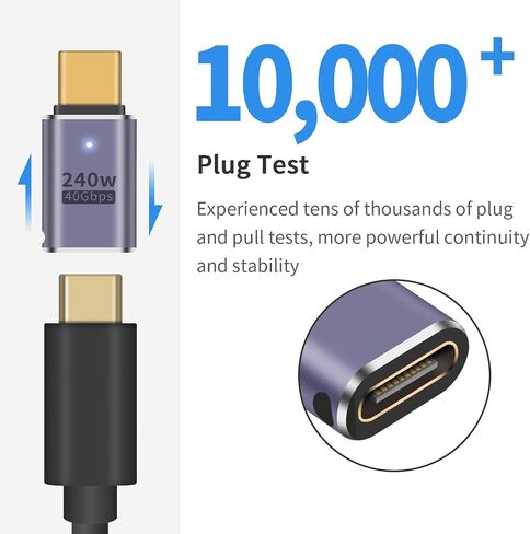 محول Poyiccot 90 درجة USB C (عبوتان)، محول USB C 90 درجة 240 واط، 40 جيجابت في الثانية، 8K@60 هرتز زاوية قائمة من النوع C محول ذكر إلى أنثى متوافق مع Steam Deck، iPad، MacBook، Thunderbolt 4/3 in Kuwait