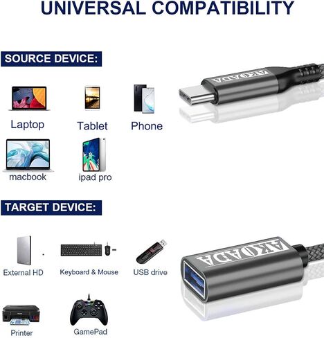 USB C to USB 3.0 Adapter 3.3ft,Type C Male to USB A Female Adapter USB-C to USB Adapter,OTG Cable to USB Adapter Compatible with MacBook Pro 2019 2018 2017, Samsung Galaxy S20 S20+ Ultra S8 S9 Note 10 in Saudi Arabia