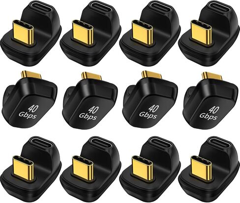 90 Degree Right Angle USB C Adapter 40Gbps Data Transfer USB 4.0/Thunderbolt 4 Type C Male to Female Connector Extender for Mobile Phone, Switch, Steam Deck, Tablet, Laptop (12 Pack) in Saudi Arabia
