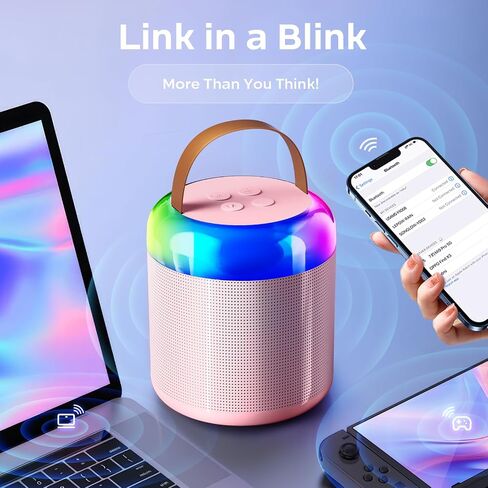 آلة كاريوكي صغيرة ZUIISM جاهزة للحفلات: نظام كاريوكي للأطفال مع ميكروفون مزدوج، عرض RGB ملفت للنظر، صوت عالي الدقة، تحكم سهل، بطارية طويلة - مثالية للتلفزيون، والمرح المنزلي، والتجمعات in Saudi Arabia