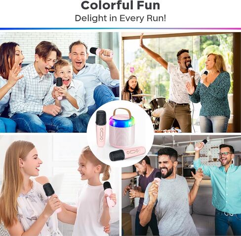 آلة كاريوكي صغيرة ZUIISM جاهزة للحفلات: نظام كاريوكي للأطفال مع ميكروفون مزدوج، عرض RGB ملفت للنظر، صوت عالي الدقة، تحكم سهل، بطارية طويلة - مثالية للتلفزيون، والمرح المنزلي، والتجمعات in Saudi Arabia