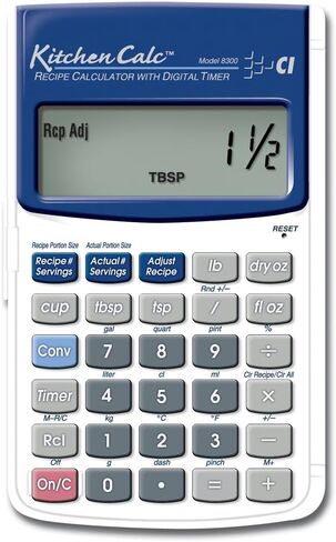 الصناعات المحسوبة 8305 KitchenCalc PRO تحويل الوصفات وآلة حاسبة لرياضيات الطهي مع مؤقتين رقميين للطهاة وطلاب الطهي والطهاة المنزليين والخبازين والبيرة والشواء | تحجيم الوصفة | تخطيط القائمة | حجم الحصة، صغير in Kuwait