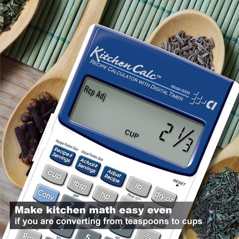 الصناعات المحسوبة 8305 KitchenCalc PRO تحويل الوصفات وآلة حاسبة لرياضيات الطهي مع مؤقتين رقميين للطهاة وطلاب الطهي والطهاة المنزليين والخبازين والبيرة والشواء | تحجيم الوصفة | تخطيط القائمة | حجم الحصة، صغير in Kuwait
