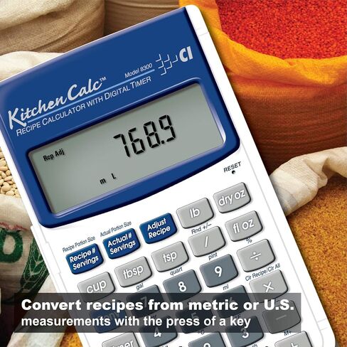 الصناعات المحسوبة 8305 KitchenCalc PRO تحويل الوصفات وآلة حاسبة لرياضيات الطهي مع مؤقتين رقميين للطهاة وطلاب الطهي والطهاة المنزليين والخبازين والبيرة والشواء | تحجيم الوصفة | تخطيط القائمة | حجم الحصة، صغير in Kuwait