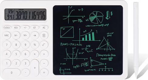 آلة حاسبة MOSHOU مع جهاز لوحي للكتابة LCD، آلة حاسبة ثابتة لسطح المكتب 2 في 1 مع درجات حرارة وقت التقويم الإلكتروني، آلة حاسبة بشاشة LCD مكونة من 10 أرقام للطلاب والمعلمين والمكتب in Kuwait