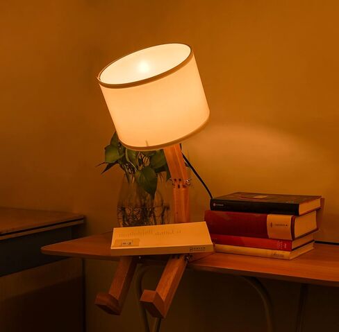 ELINKUME LED Desk Working Lamp with Charging(Wireless/USB-A/Typ-C),Wood Swing Arm Table Bedside Lamp, Black Metal Lampshade,Vintage Reading Light for Office,Study,Bedroom,Living Room(Excluding Bulb) in Saudi Arabia