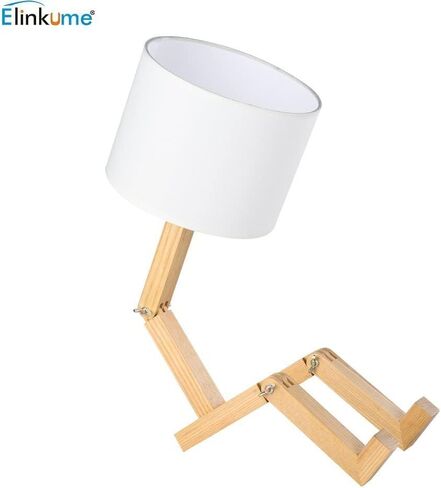 ELINKUME LED Desk Working Lamp with Charging(Wireless/USB-A/Typ-C),Wood Swing Arm Table Bedside Lamp, Black Metal Lampshade,Vintage Reading Light for Office,Study,Bedroom,Living Room(Excluding Bulb) in Saudi Arabia