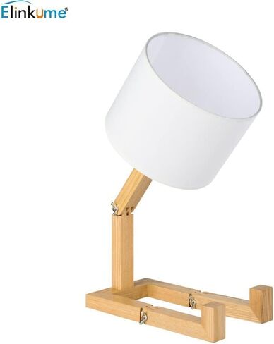 ELINKUME LED Desk Working Lamp with Charging(Wireless/USB-A/Typ-C),Wood Swing Arm Table Bedside Lamp, Black Metal Lampshade,Vintage Reading Light for Office,Study,Bedroom,Living Room(Excluding Bulb) in Saudi Arabia