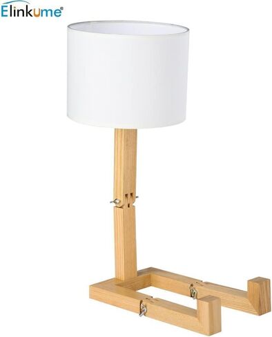 ELINKUME LED Desk Working Lamp with Charging(Wireless/USB-A/Typ-C),Wood Swing Arm Table Bedside Lamp, Black Metal Lampshade,Vintage Reading Light for Office,Study,Bedroom,Living Room(Excluding Bulb) in Saudi Arabia
