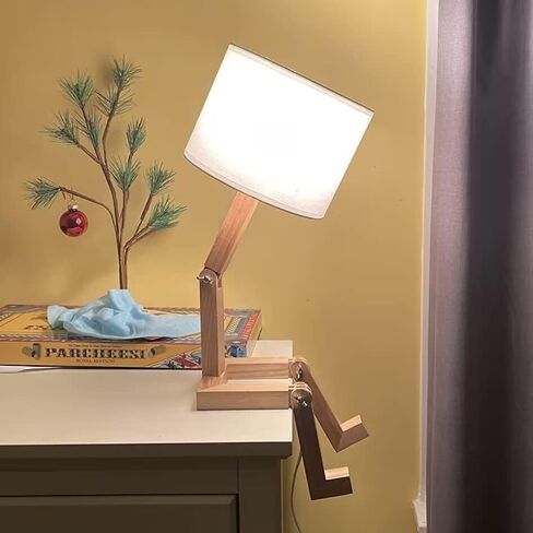 ELINKUME LED Desk Working Lamp with Charging(Wireless/USB-A/Typ-C),Wood Swing Arm Table Bedside Lamp, Black Metal Lampshade,Vintage Reading Light for Office,Study,Bedroom,Living Room(Excluding Bulb) in Saudi Arabia