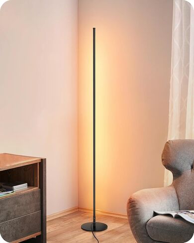EDISHINE LED Corner Floor Lamp, Minimalist Dimmable Light with Remote, Standing 57.5 Inches Tall Lamp for Living Room, Bedroom, Home Office, 7 Color Temperature 2700-6000K (Black) in Saudi Arabia