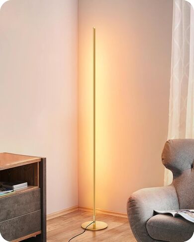 EDISHINE LED Corner Floor Lamp, Minimalist Dimmable Light with Remote, Standing 57.5 Inches Tall Lamp for Living Room, Bedroom, Home Office, 7 Color Temperature 2700-6000K (Black) in Saudi Arabia