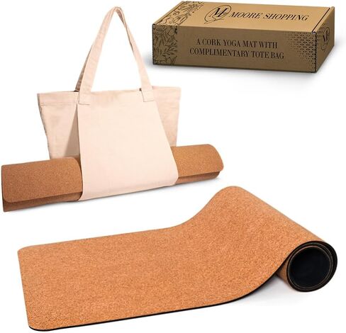 Cork Yoga Mat with Bag - Sweat Proof Durable extra thick hot yoga mat - Rubber Bottom Helps improve stability for excercises for yoga and pilates - Very Easy to Clean 70 Inches x 26 in Saudi Arabia
