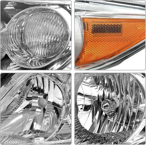 for 2009 2010 Toyota Corolla Headlight Assembly compatible with 09 10 Corolla Base/CE/LE/XLE Models North America Built Vehicle Clear Lens Black Housing Amber Reflector Replacement Pair in Kuwait