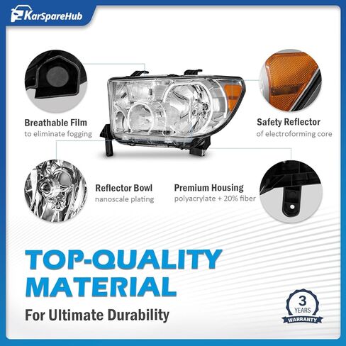 For 2007-2013 Toyota Tundra Headlights Assembly For 07 08 09 10 11 12 13 Toyota Tundra Headlight Replacement Automotive Headlamp Headlight Assemblies Black Housing Amber Reflector in Kuwait