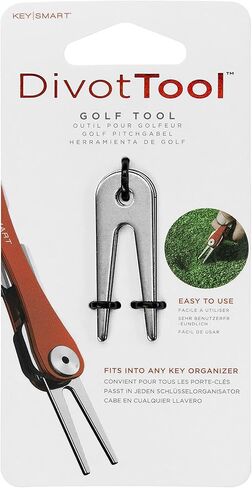 أداة إصلاح KeySmart Golf Divot قابلة للطي داخل منظمات المفاتيح KeySmart تناسب سلاسل المفاتيح أيضًا، ملحق أداة EDC للجولف سهل الاستخدام لإزالة علامات الكرة (فضية من الفولاذ المقاوم للصدأ، مقاس واحد). in Kuwait