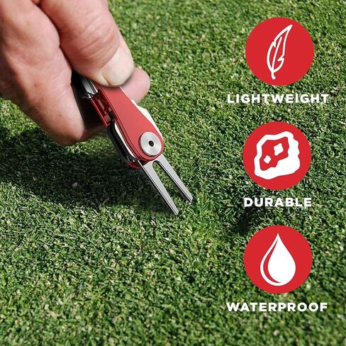 أداة إصلاح KeySmart Golf Divot قابلة للطي داخل منظمات المفاتيح KeySmart تناسب سلاسل المفاتيح أيضًا، ملحق أداة EDC للجولف سهل الاستخدام لإزالة علامات الكرة (فضية من الفولاذ المقاوم للصدأ، مقاس واحد). in Kuwait