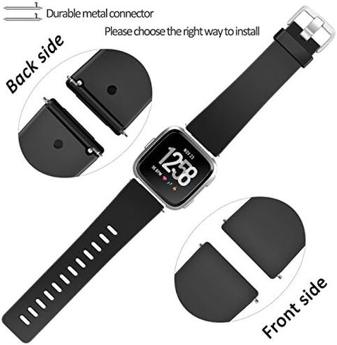 Wepro Sport Bands Compatible with Fitbit Versa 2 Bands for Women Men | Soft Band Compatible with Fitbit Versa Bands, Waterproof Breathable Replacement Wristband Strap for Versa Lite, Large, Black in Kuwait